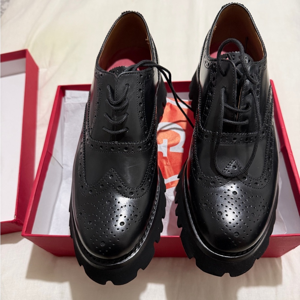 Grenson Black  rose brogues Leather oxfords
